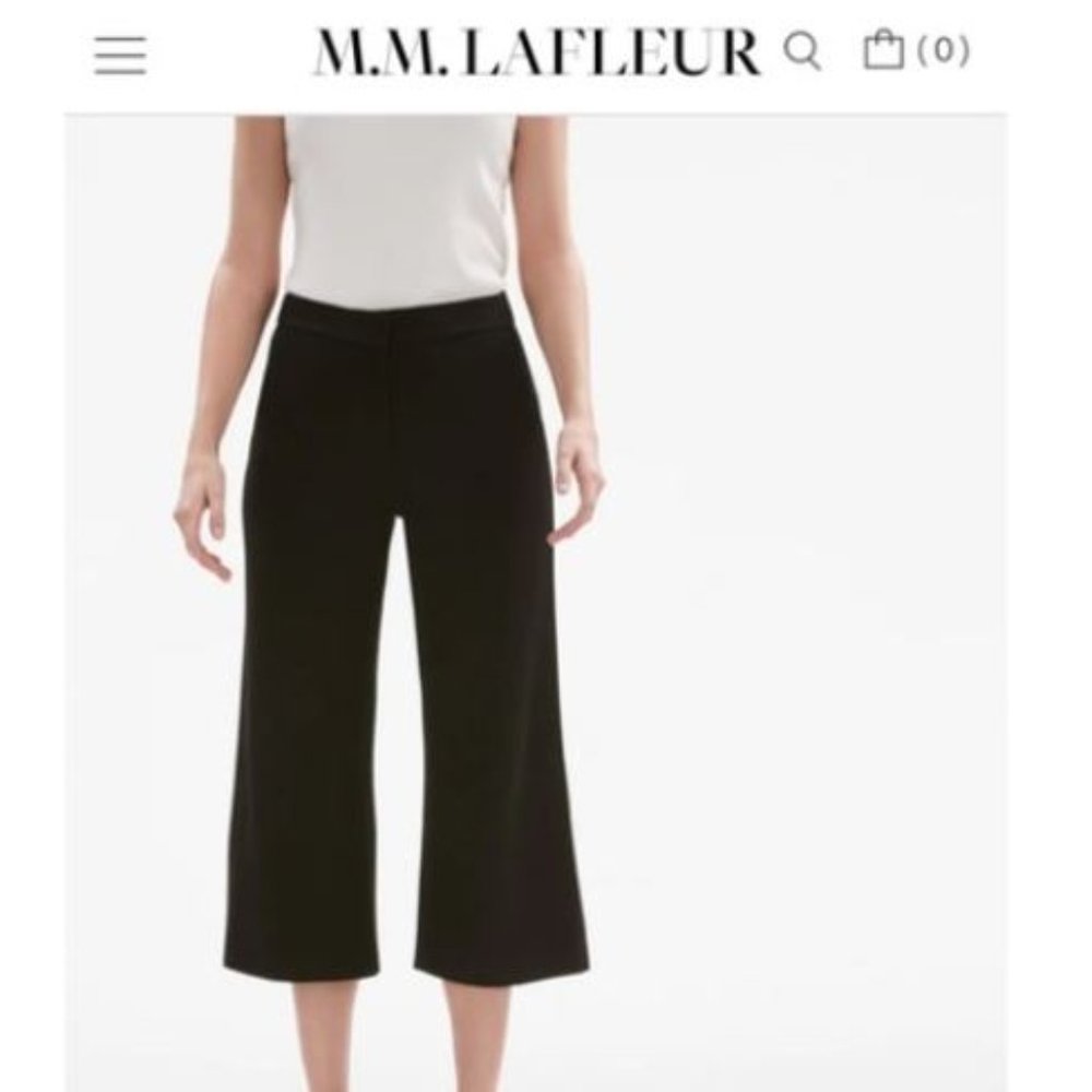 M.M. LAFLEUR Women's The Pippa Pant Wide Leg Cropped Black Size 8 EUC